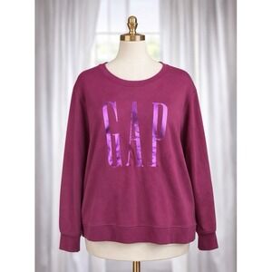 GAP Pink Purple Shinny Spellout Letters Pullover Crewneck Sweatshirt Size XXL 2X